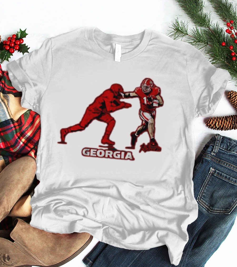 Georgia Football Superstar Brock Bowers Action Pose T-Shirt