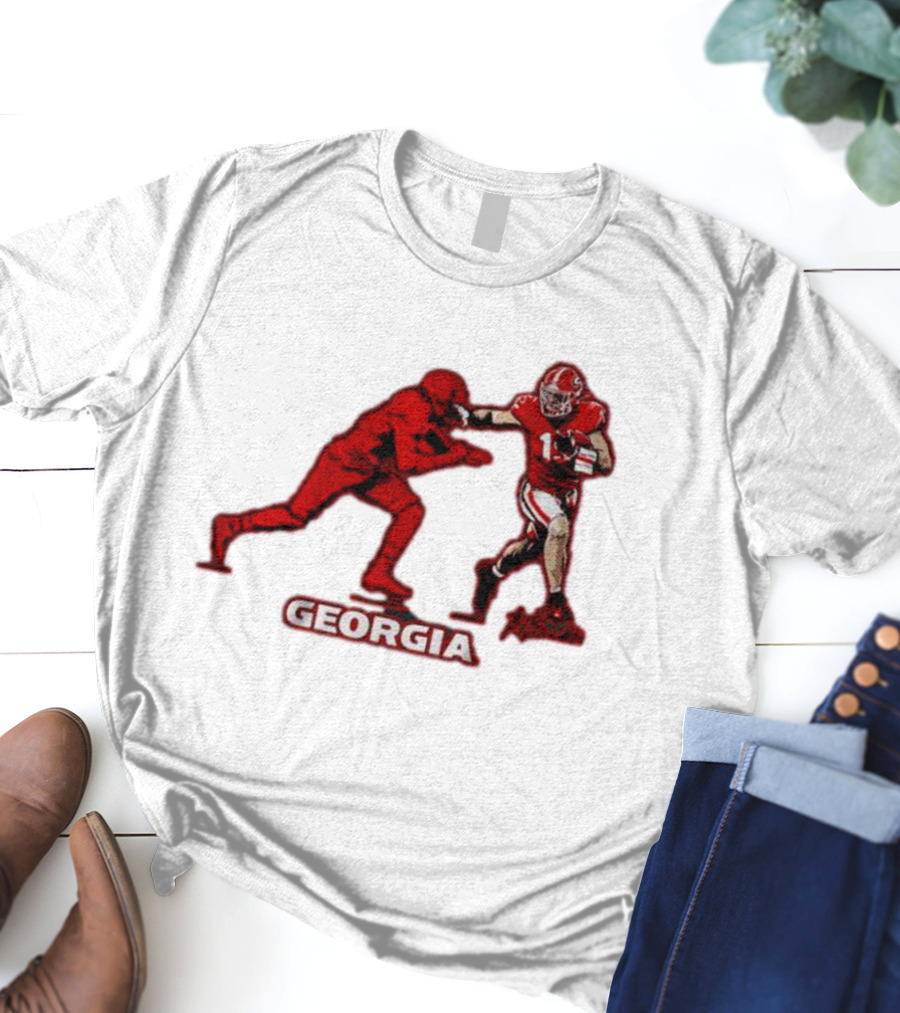 Georgia Football Superstar Brock Bowers Action Pose T-Shirt