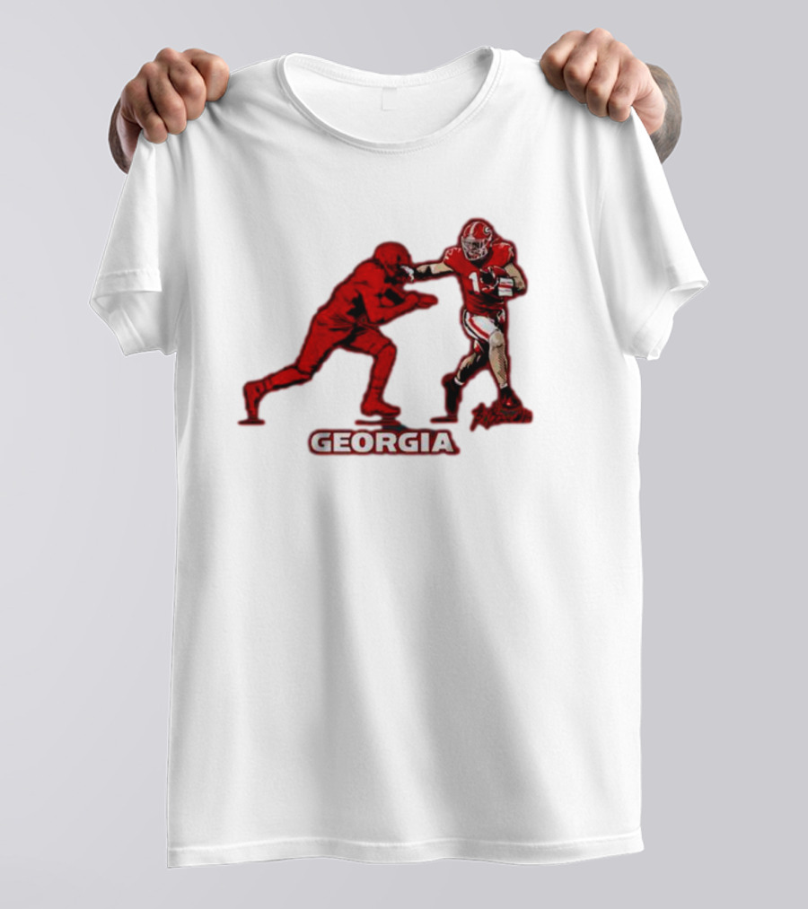 Georgia Football Superstar Brock Bowers Action Pose T-Shirt
