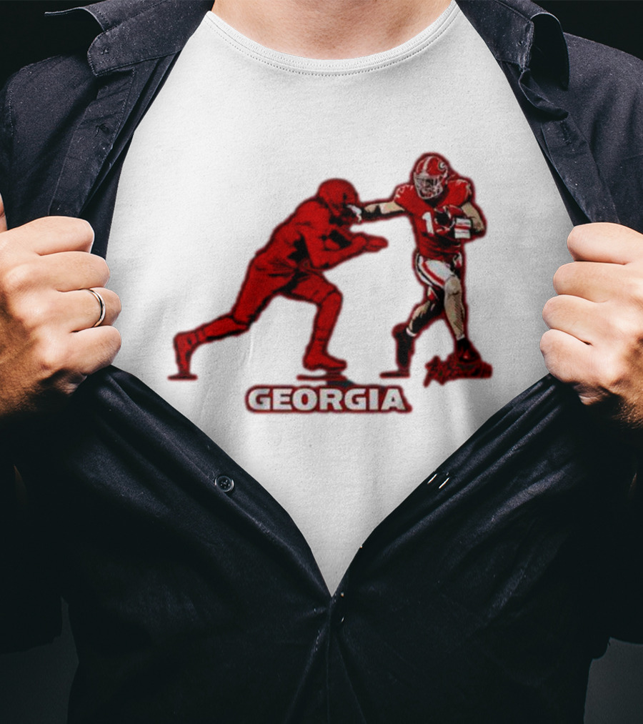 Georgia Football Superstar Brock Bowers Action Pose T-Shirt