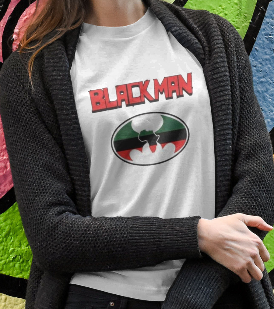 BLACKMAN African Continent Silhouette Red Black Green Oval T-Shirt