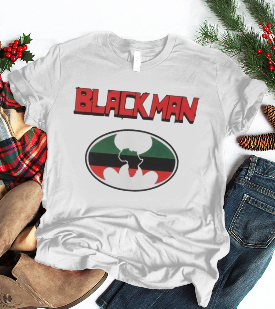 BLACKMAN African Continent Silhouette Red Black Green Oval T-Shirt