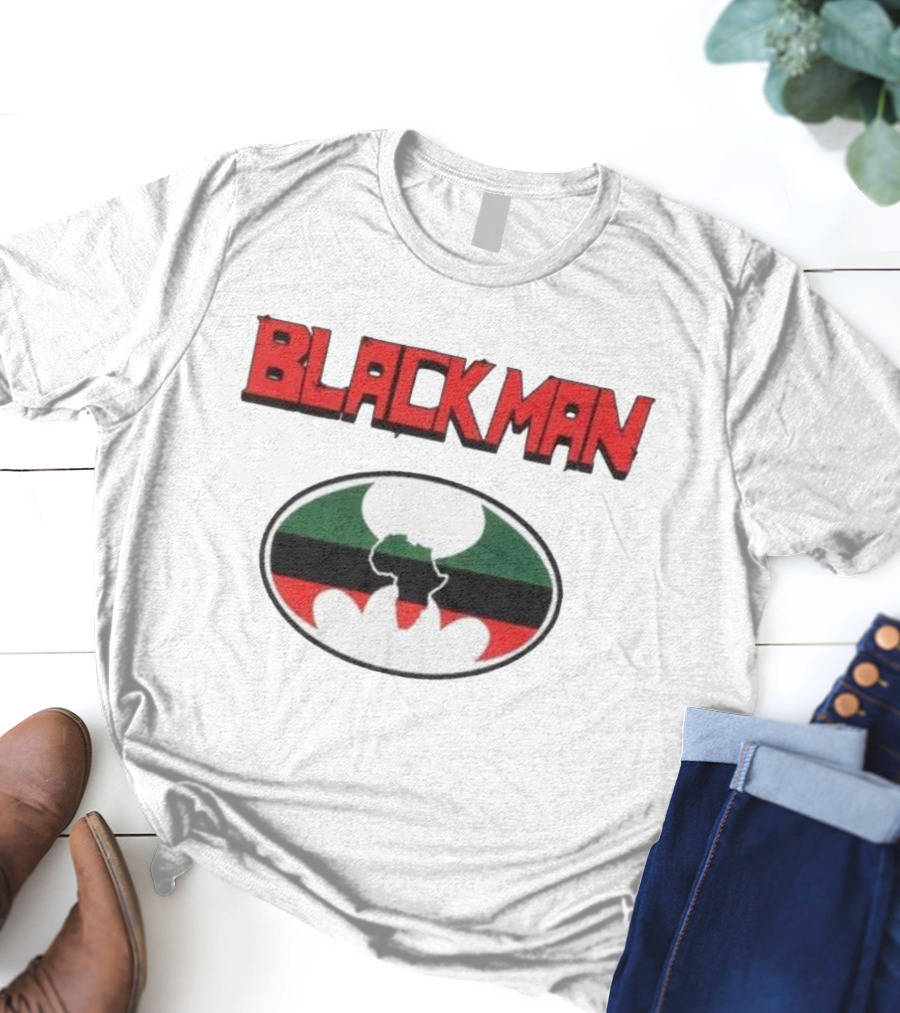 BLACKMAN African Continent Silhouette Red Black Green Oval T-Shirt