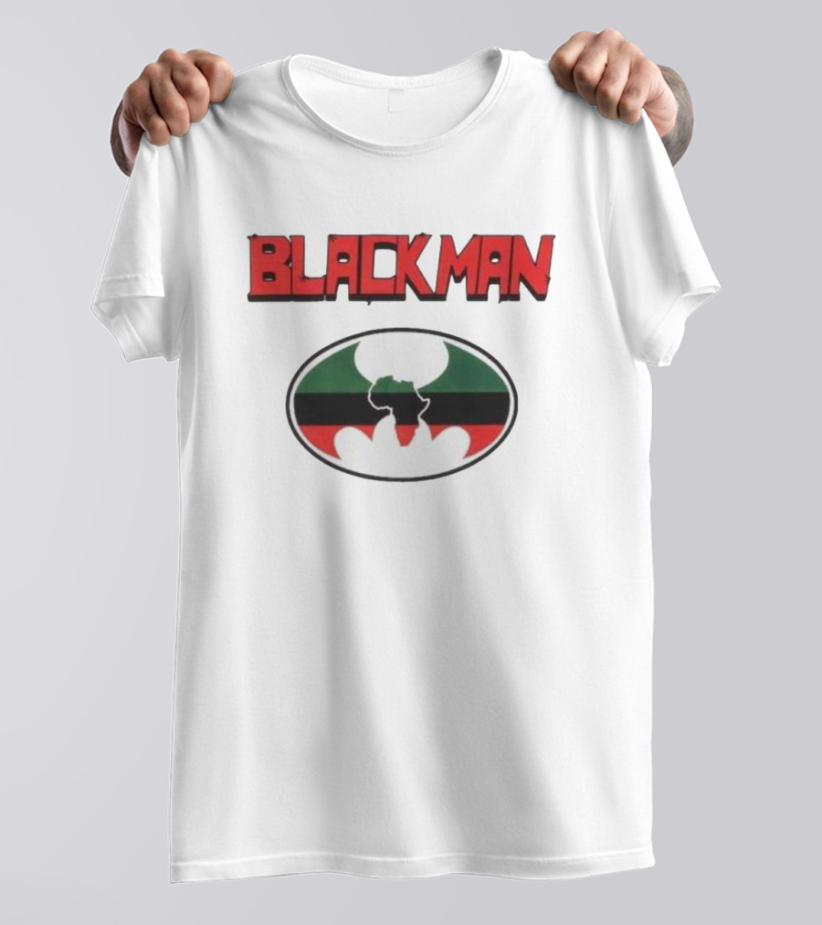 BLACKMAN African Continent Silhouette Red Black Green Oval T-Shirt