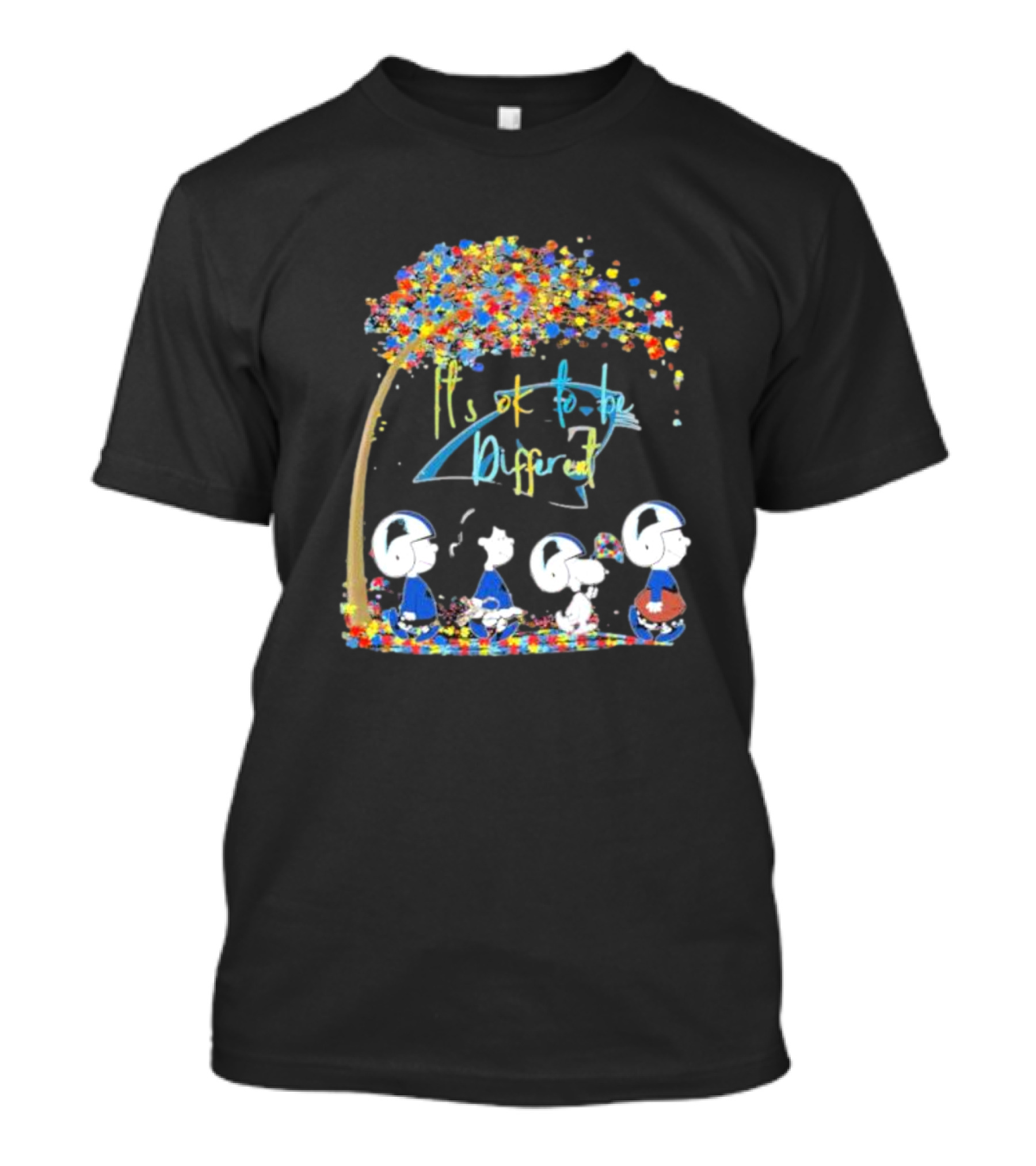 Carolina Panthers NFL Peanuts Characters It’s Ok To Be Different Autism Awareness T-Shirt