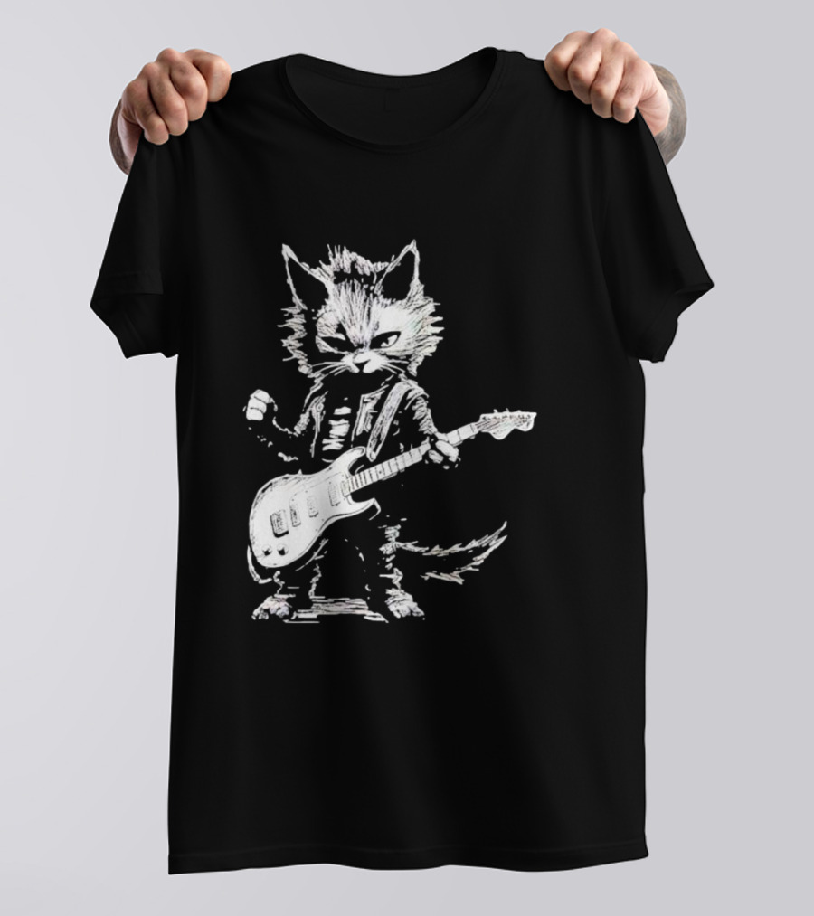 Guitar Cat Rock Kitty Playing Guitar Gifts For Her T-Shirt