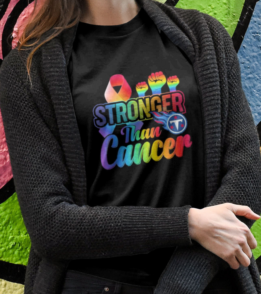Tennessee Titans Rainbow Stronger Than Cancer NFL Awareness T-Shirt