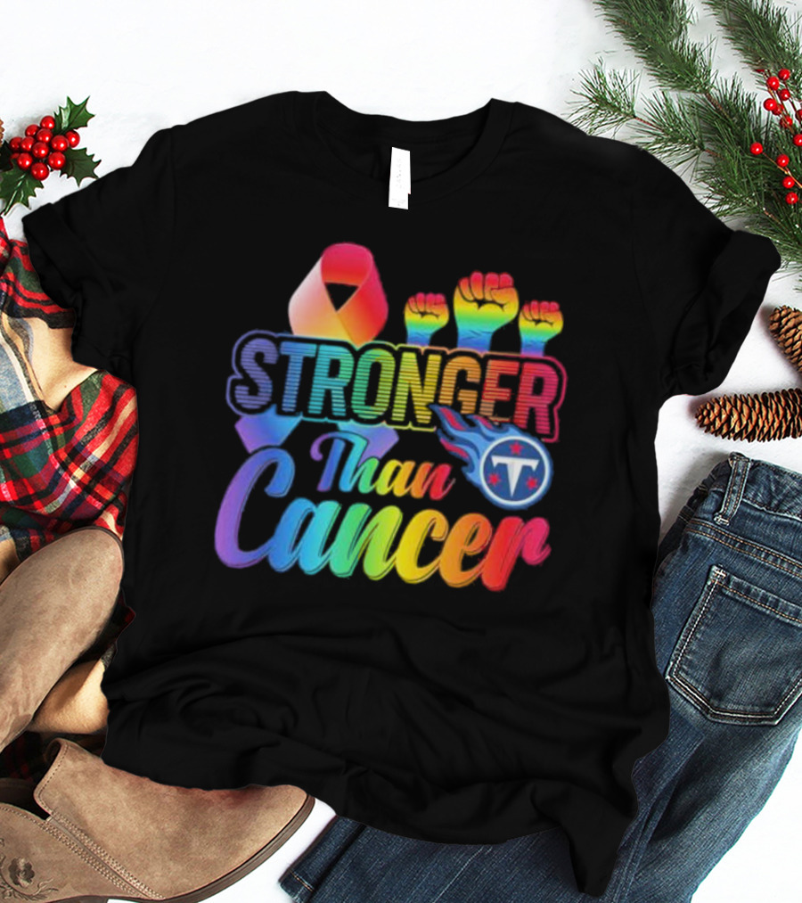 Tennessee Titans Rainbow Stronger Than Cancer NFL Awareness T-Shirt