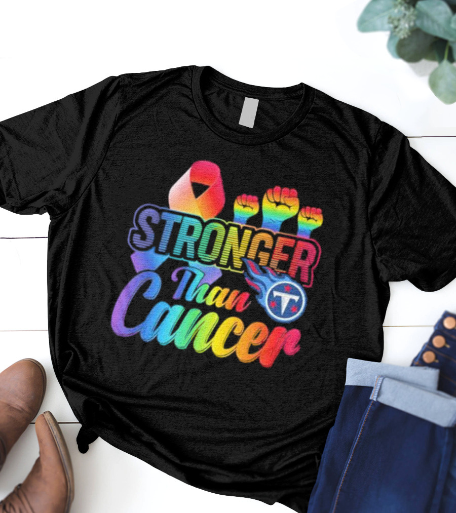 Tennessee Titans Rainbow Stronger Than Cancer NFL Awareness T-Shirt