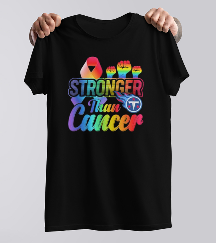 Tennessee Titans Rainbow Stronger Than Cancer NFL Awareness T-Shirt