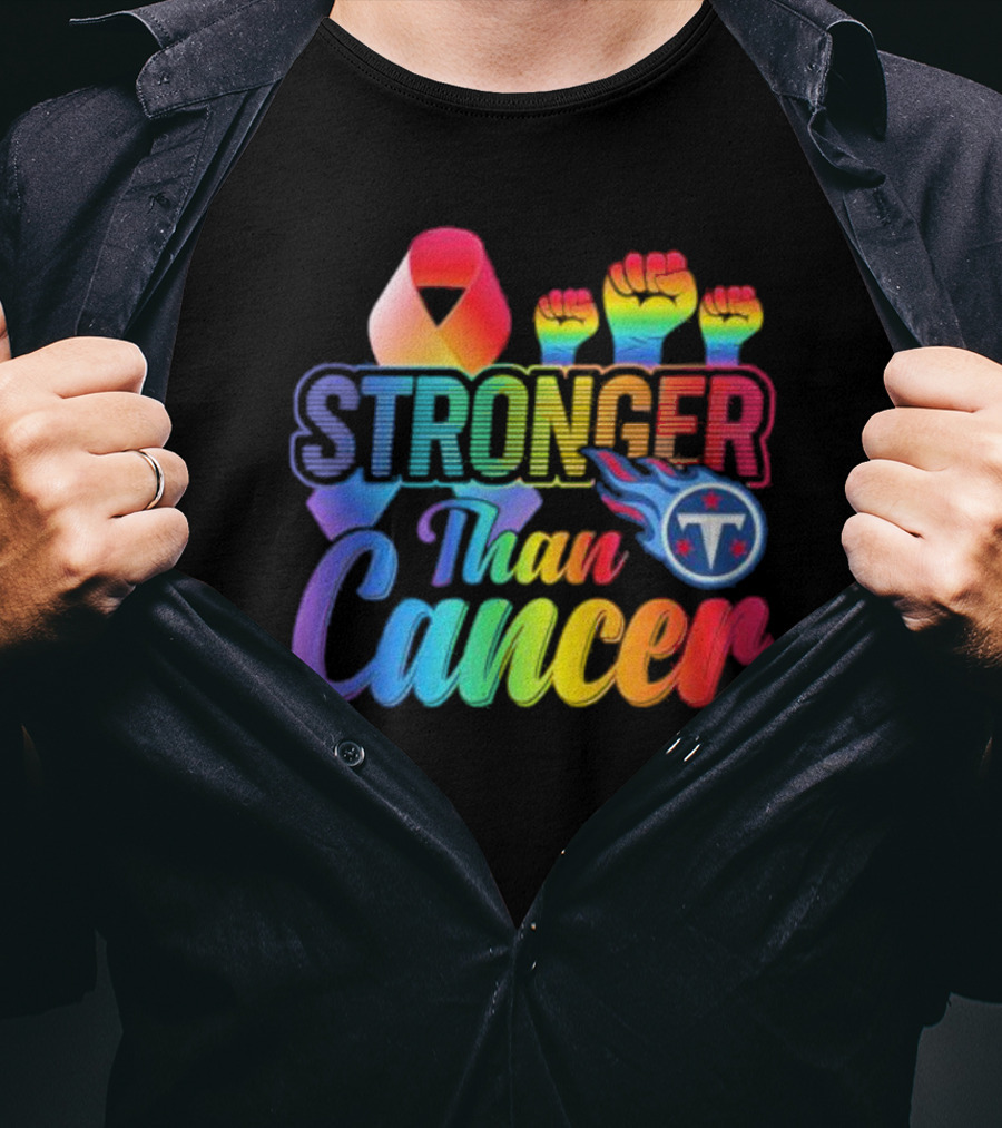 Tennessee Titans Rainbow Stronger Than Cancer NFL Awareness T-Shirt