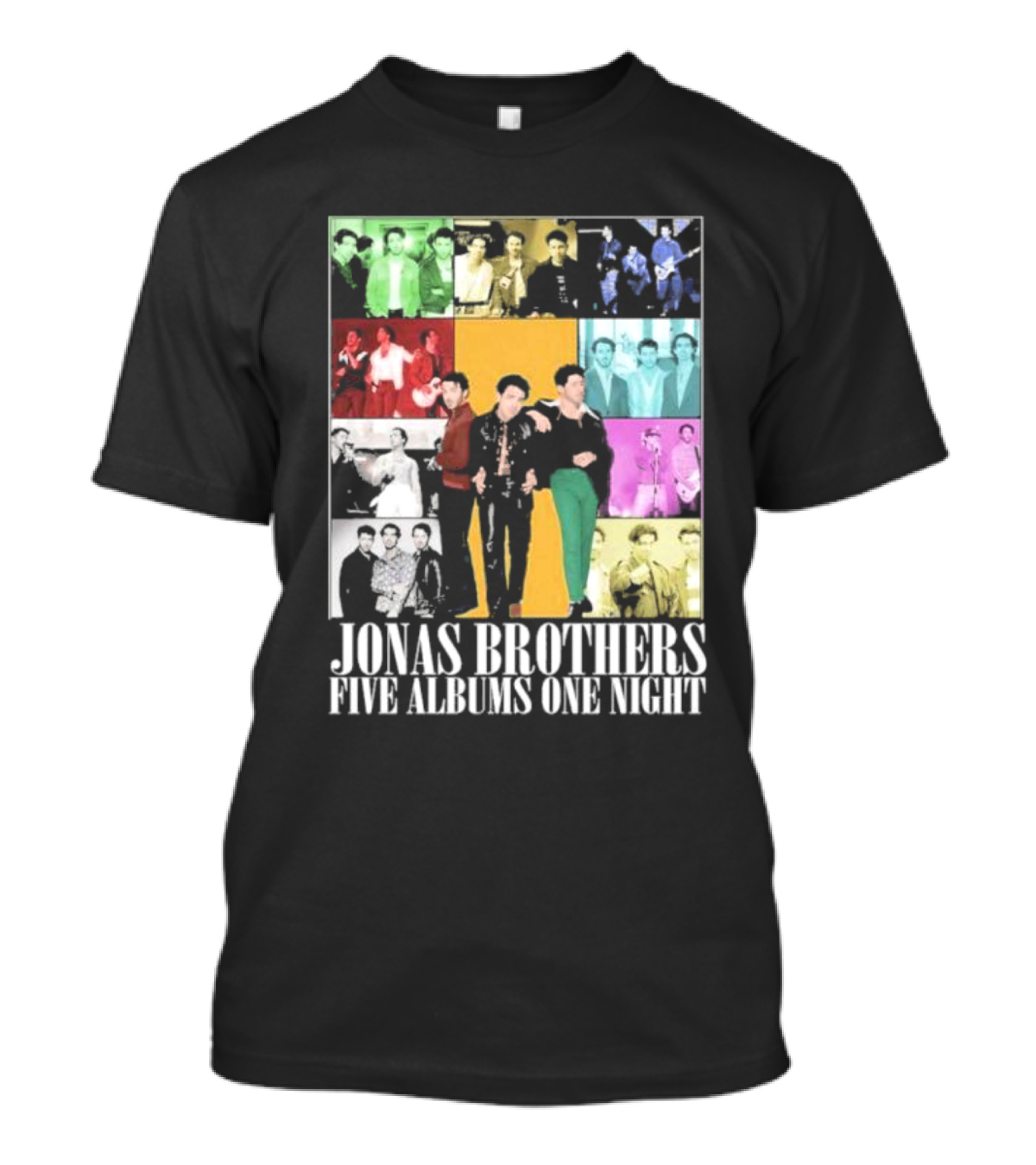 Jonas Brothers Five Albums One Night Multicolor Photo Collage T-Shirt