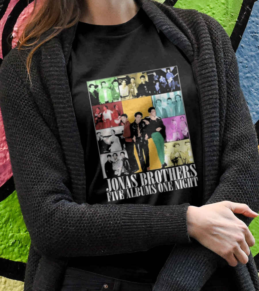 Jonas Brothers Five Albums One Night Multicolor Photo Collage T-Shirt