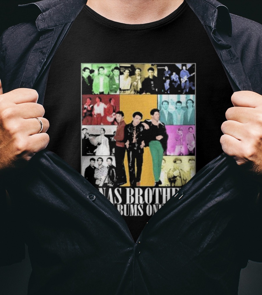 Jonas Brothers Five Albums One Night Multicolor Photo Collage T-Shirt
