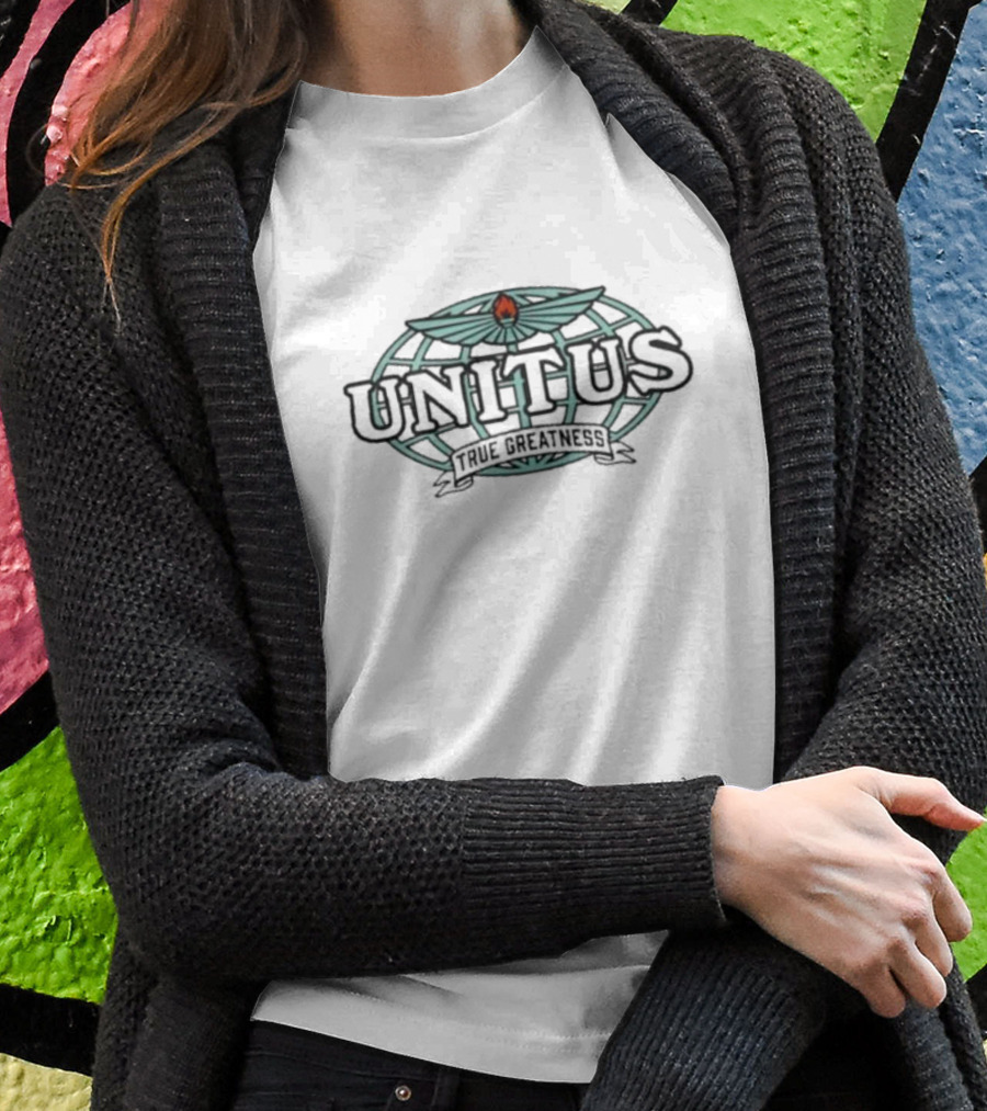 Unitus True Greatness Winged Emblem Globe Background T-Shirt