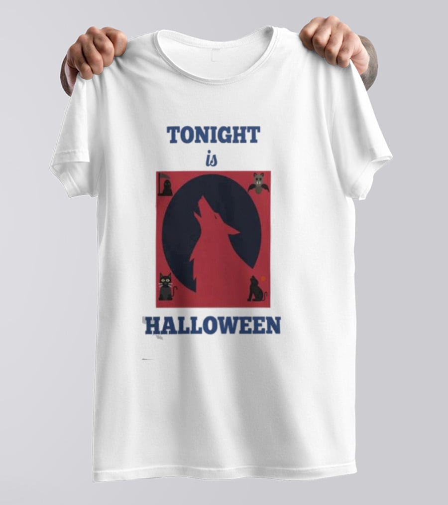 Tonight Is Halloween Dark Wolf Cats Bats Moon T-Shirt