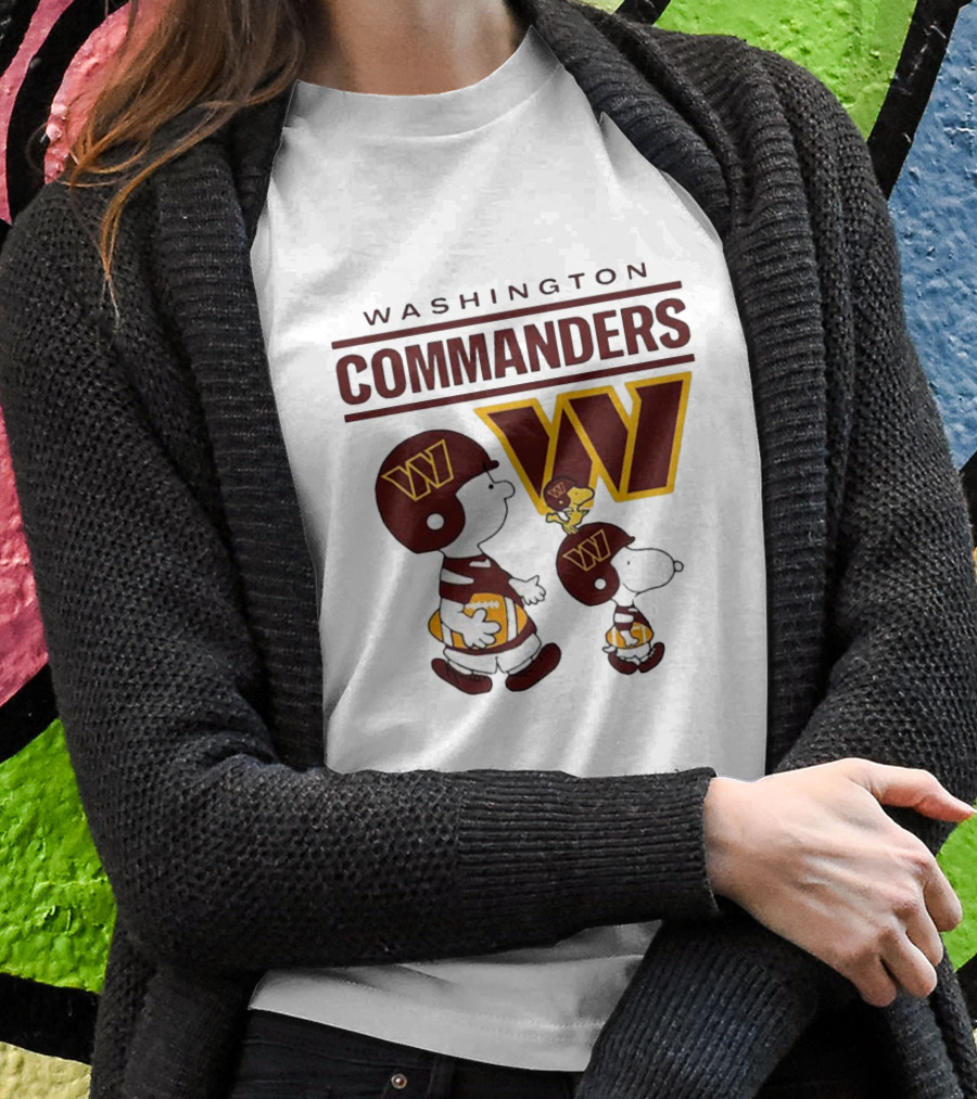 Washington Commanders Snoopy Charlie Brown Football Team Fan Gear T-Shirt