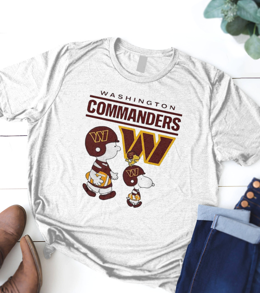 Washington Commanders Snoopy Charlie Brown Football Team Fan Gear T-Shirt