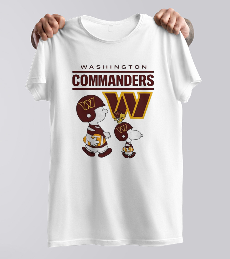 Washington Commanders Snoopy Charlie Brown Football Team Fan Gear T-Shirt