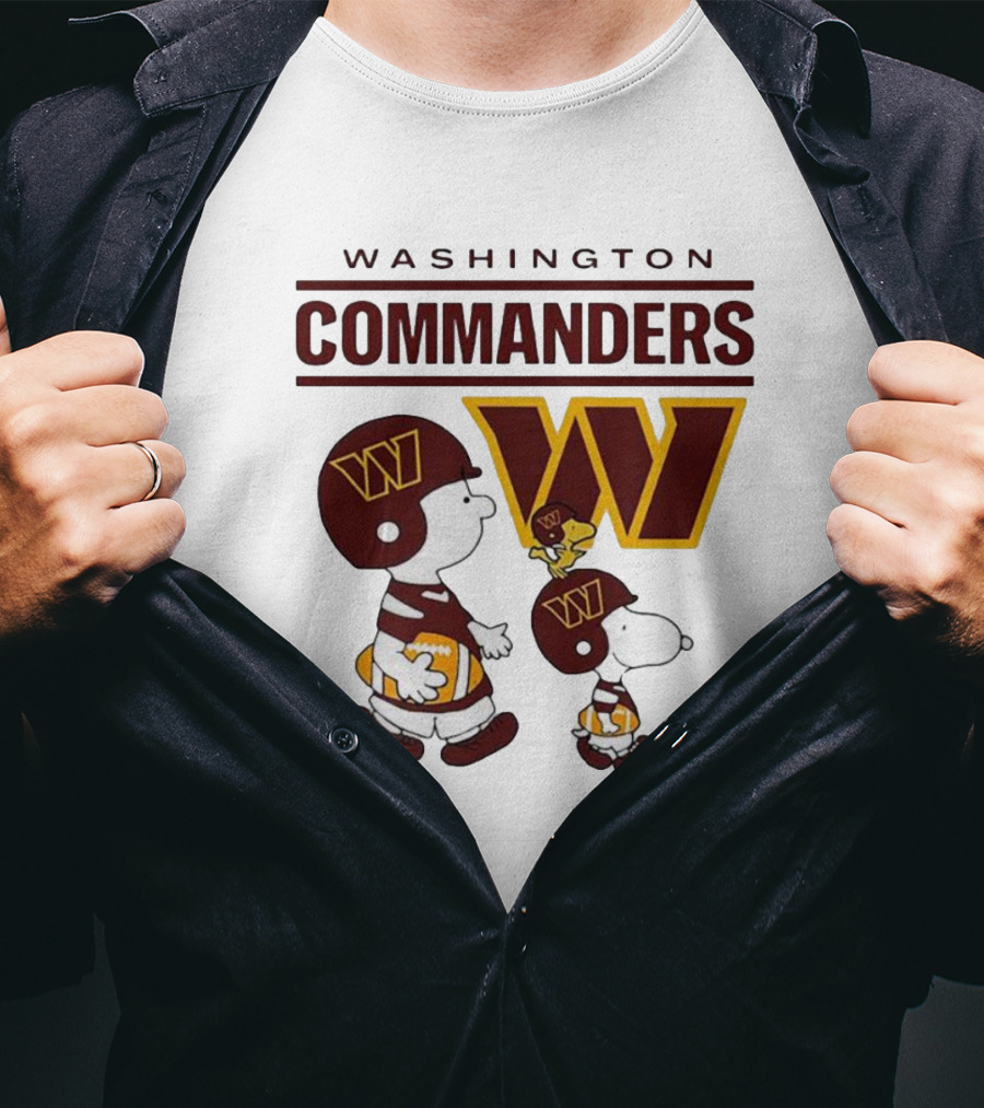 Washington Commanders Snoopy Charlie Brown Football Team Fan Gear T-Shirt