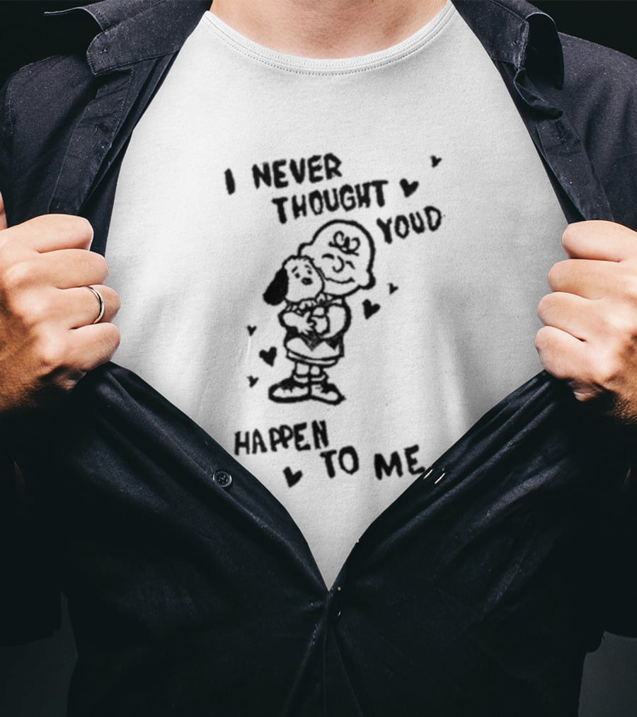 I Never Thought Youd Happen To Me Snoopy Charlie Hug Hearts T-Shirt