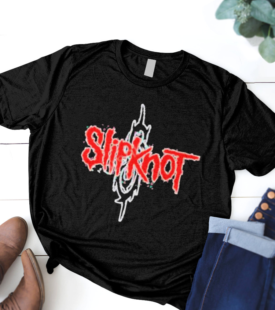 Slipknot Red Stylized Text With White Tribal T-Shirt