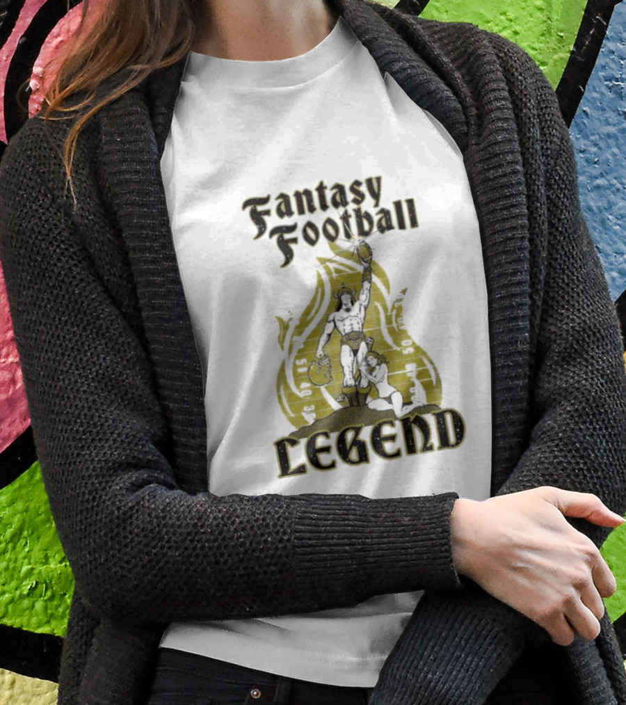 Fantasy Football Legend Viking Flame Background T-Shirt
