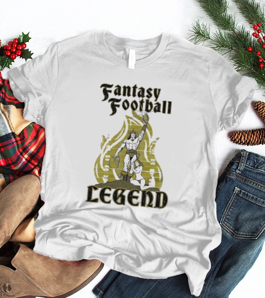Fantasy Football Legend Viking Flame Background T-Shirt