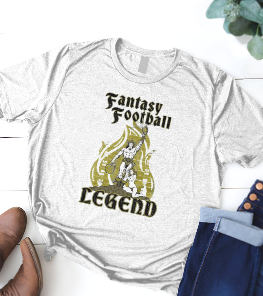 Fantasy Football Legend Viking Flame Background T-Shirt