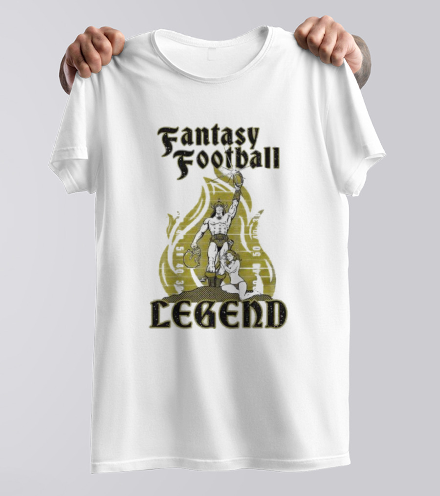 Fantasy Football Legend Viking Flame Background T-Shirt