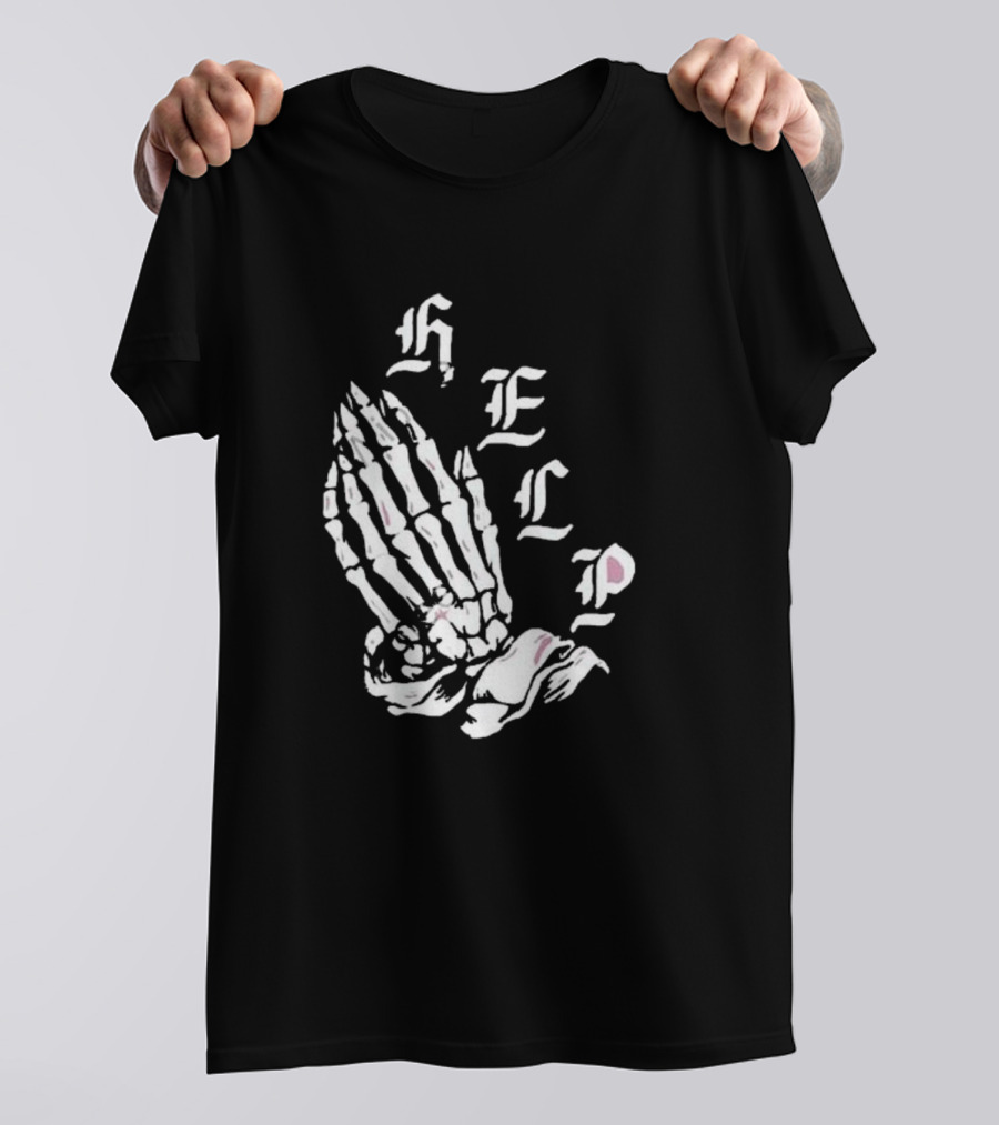 Brandon Lake Store Lake HELP Skeleton Hand Bones T-Shirt