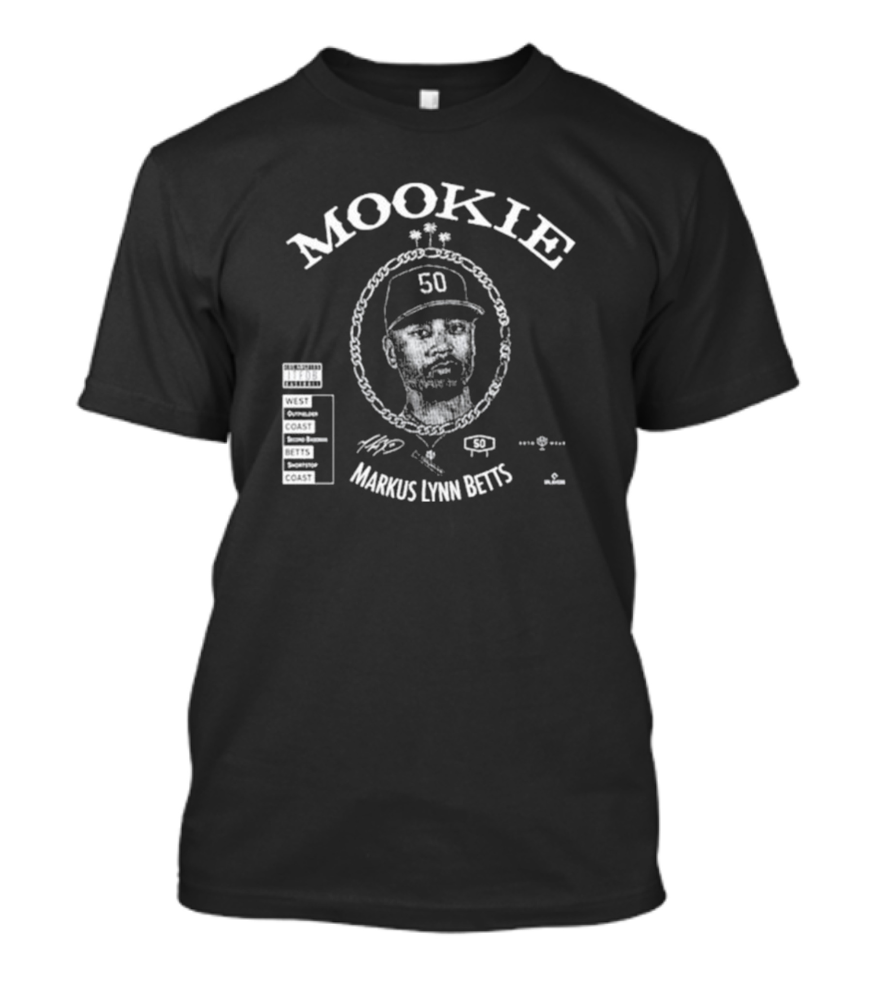Mookie Markus Lynn Betts West Coast Graphic 50 Signature T-Shirt