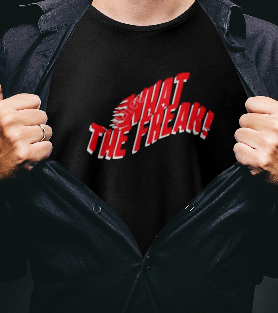 Keemokazi What The Freak Wavy Red Text With Swirl T-Shirt