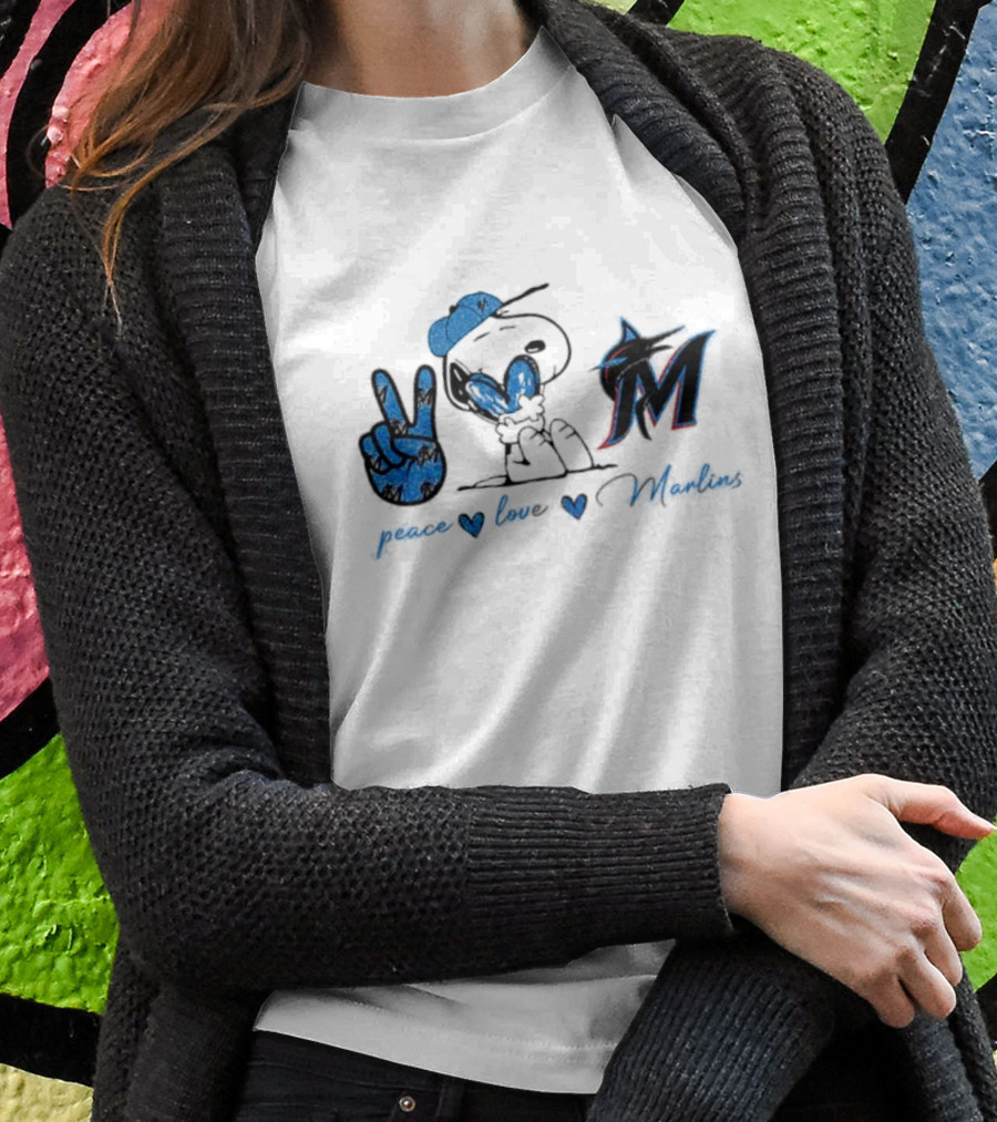 Peace Love Miami Marlins Snoopy T-Shirt