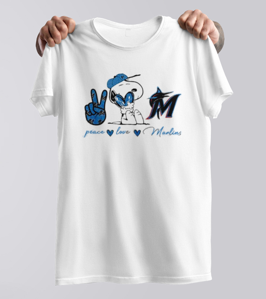 Peace Love Miami Marlins Snoopy T-Shirt