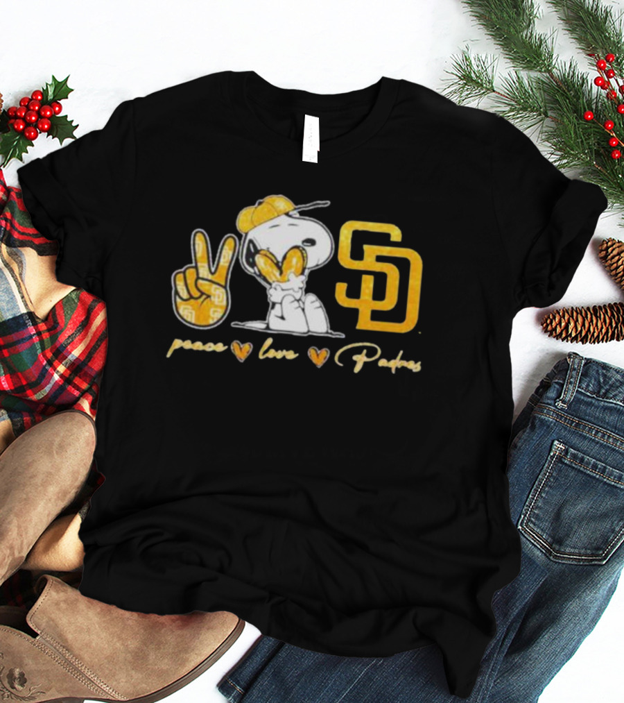 Peace Love Padres Snoopy San Diego Padres T-Shirt