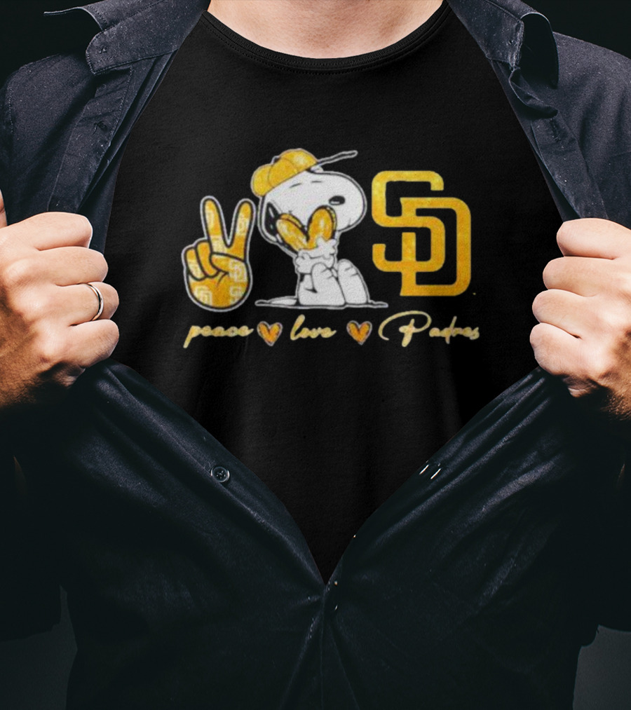 Peace Love Padres Snoopy San Diego Padres T-Shirt