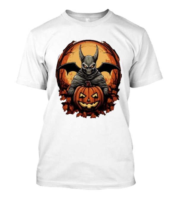 Bat Devil Pumpkin Halloween Moon Shadows T-Shirt