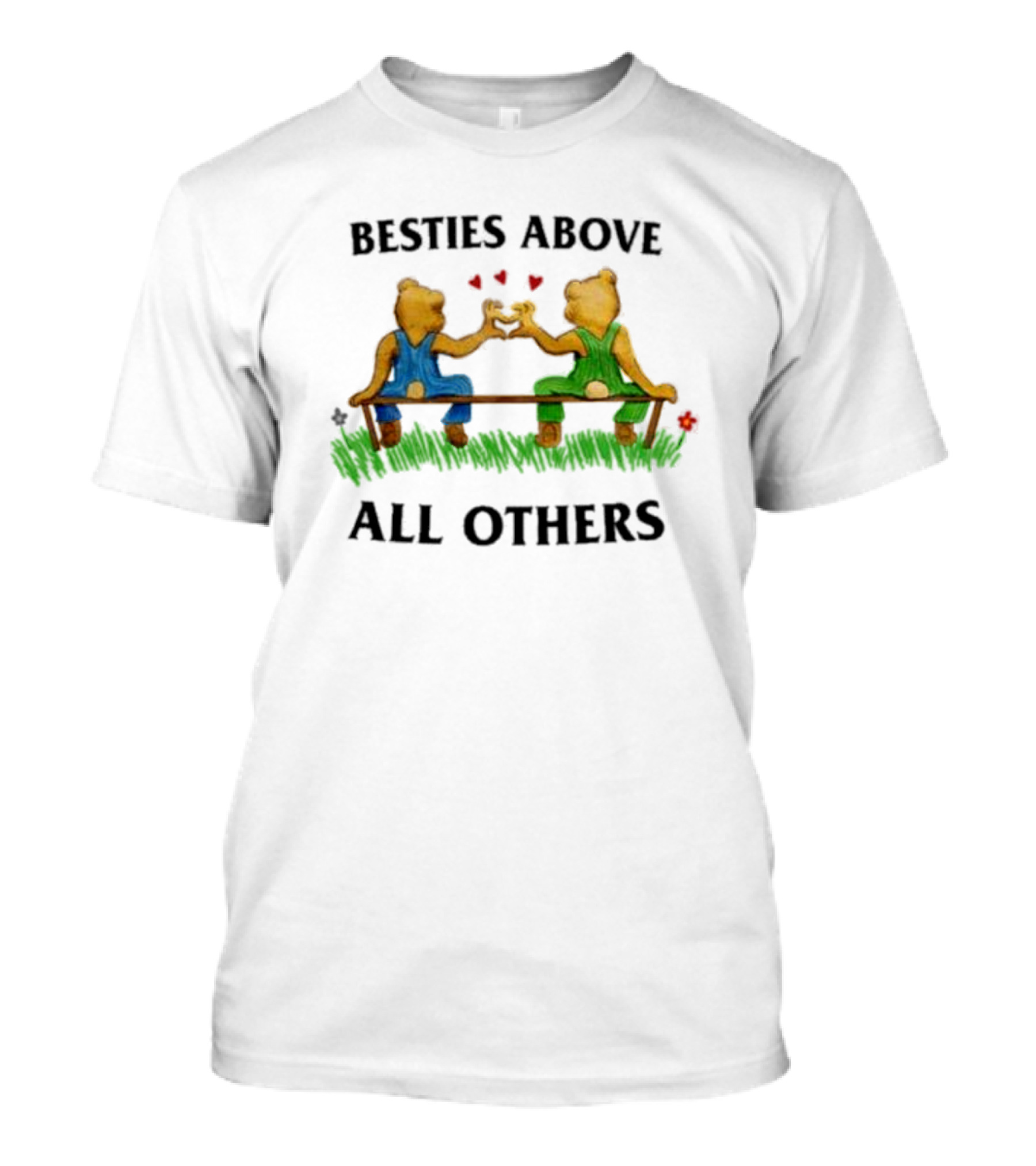 Besties Above All Others Fist Bump Bears On A Bench T-Shirt