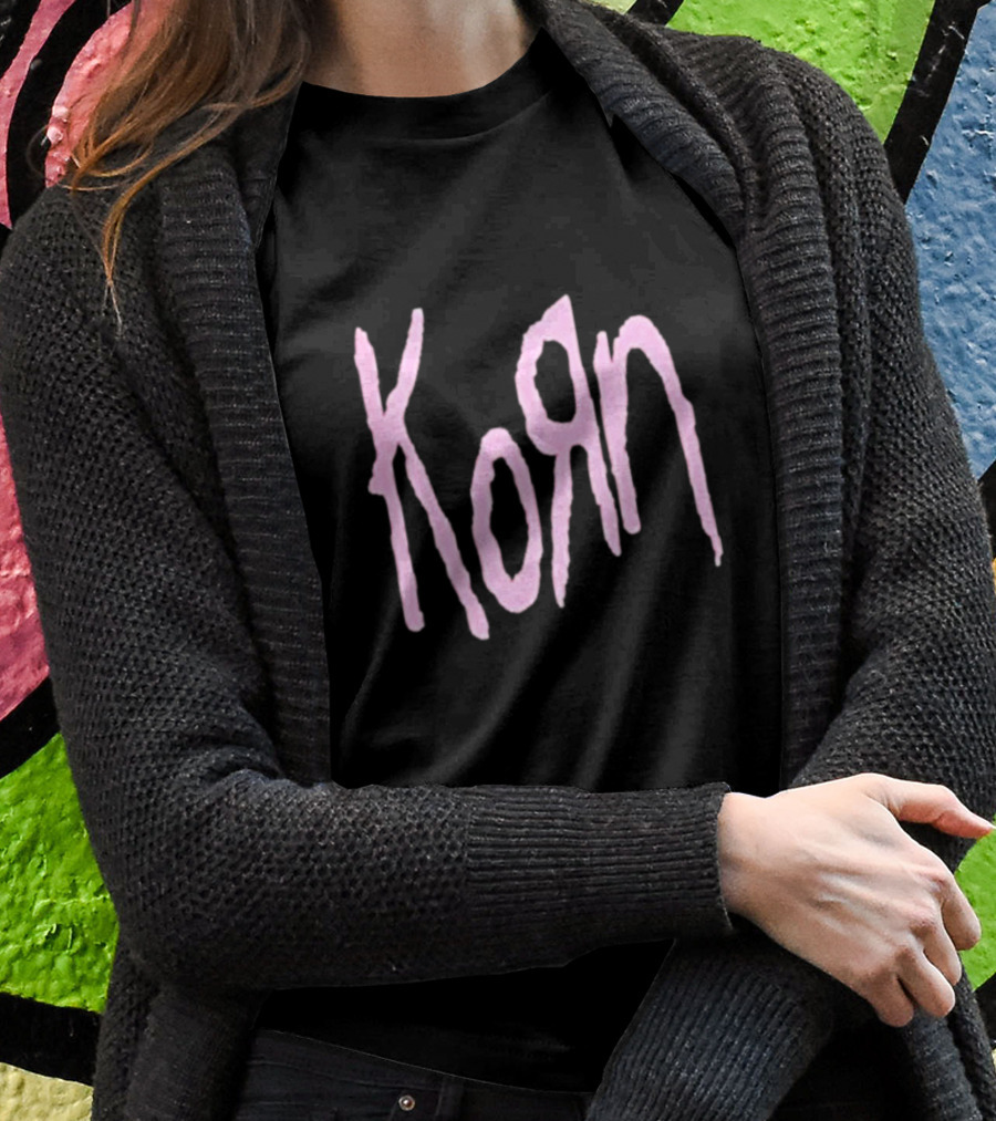 Korn Black And Pink Logo T-Shirt