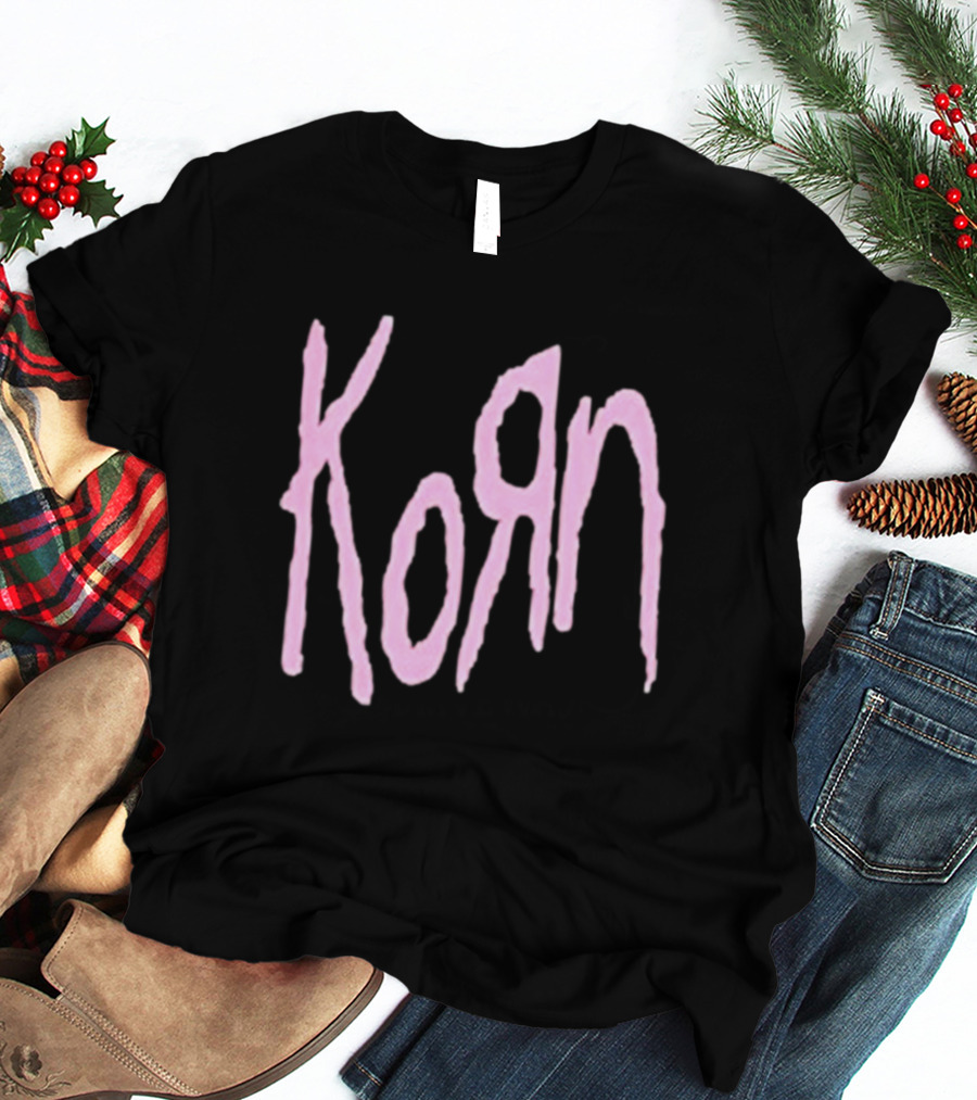 Korn Black And Pink Logo T-Shirt