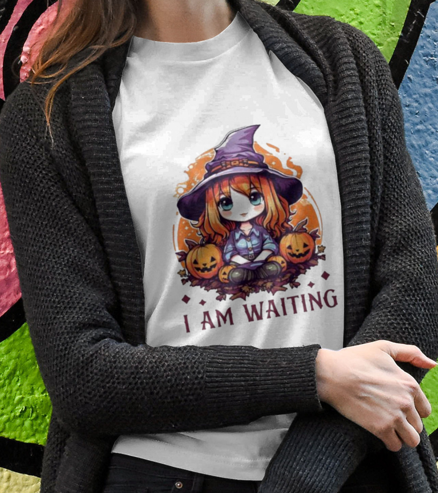 Chibi Witch I Am Waiting Pumpkins T-Shirt