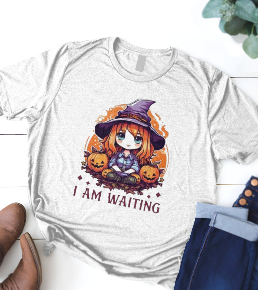 Chibi Witch I Am Waiting Pumpkins T-Shirt