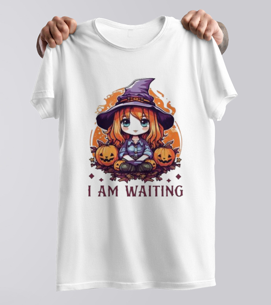 Chibi Witch I Am Waiting Pumpkins T-Shirt