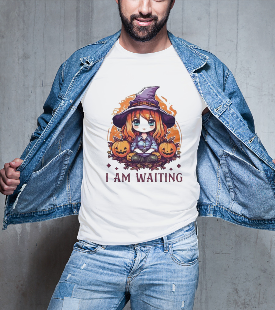 Chibi Witch I Am Waiting Pumpkins T-Shirt