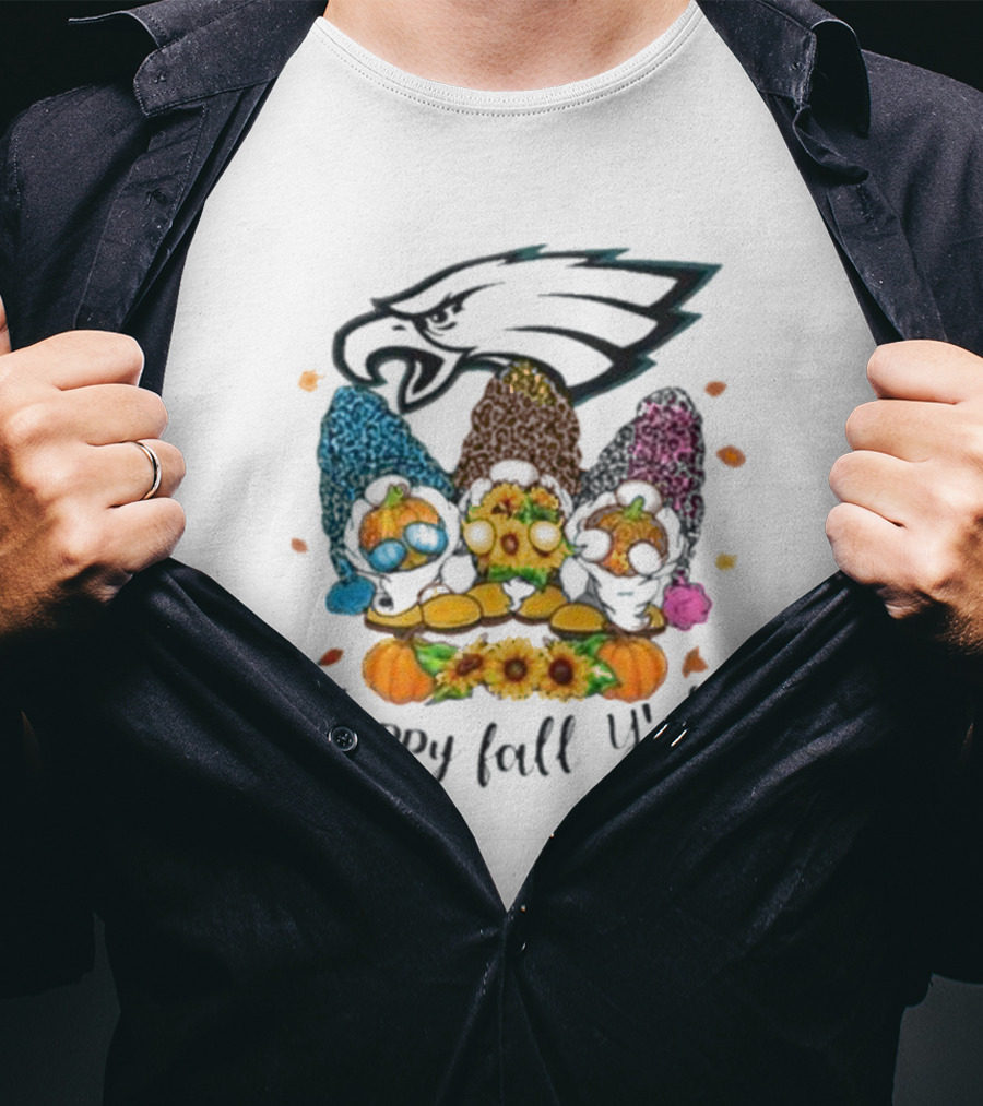Philadelphia Eagles Gnomes With Happy Fall Y'all T-Shirt