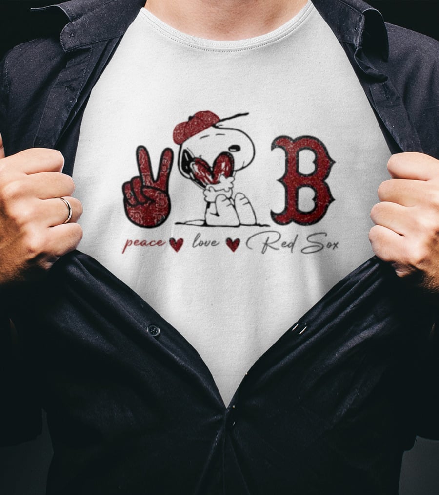 Peace Love Red Sox Snoopy Boston B T-Shirt