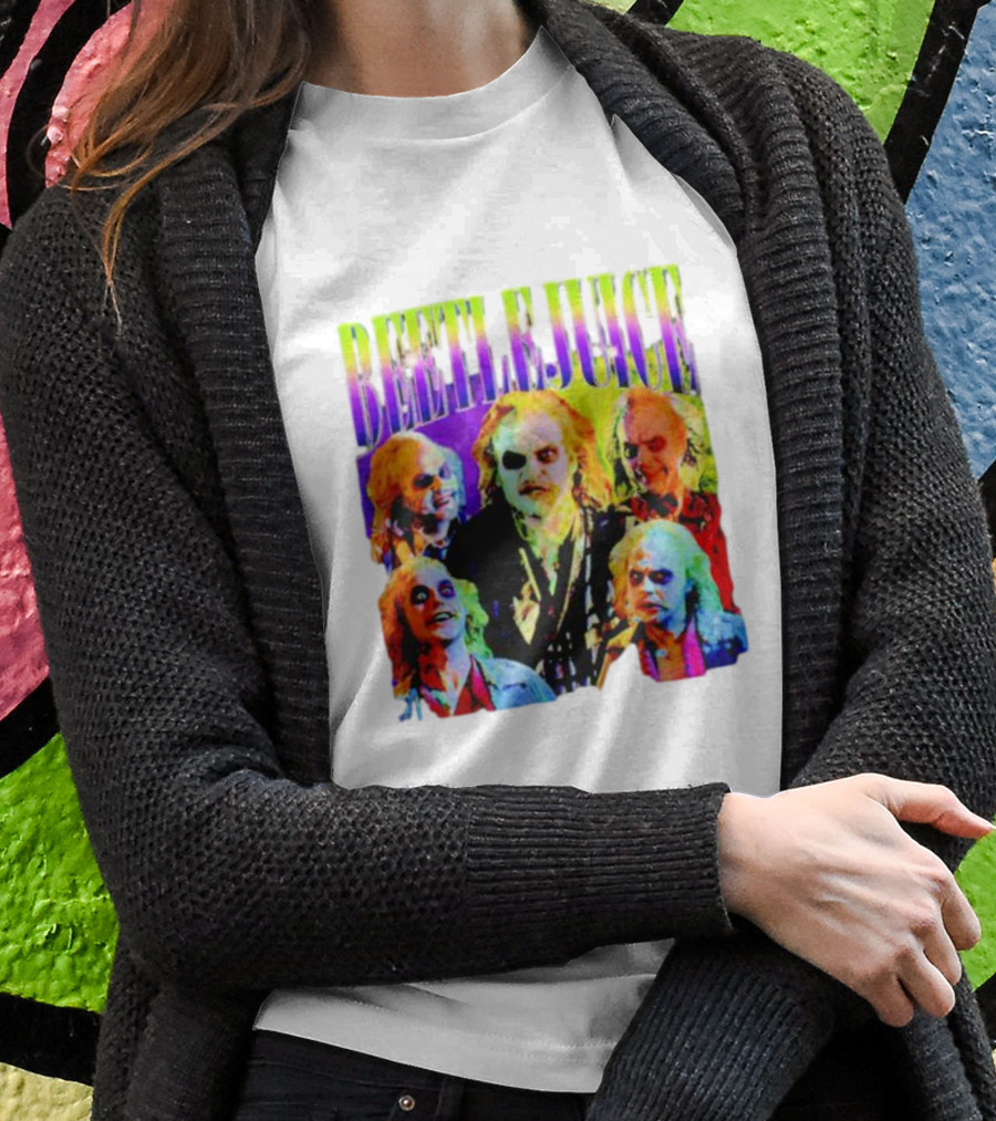 Beetlejuice Multicolor Faces Fantasy Horror Movie T-Shirt