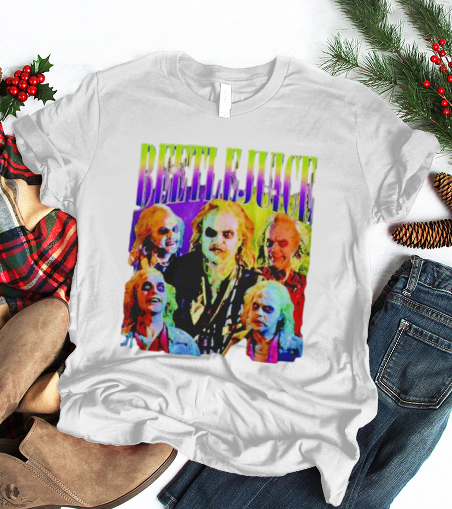 Beetlejuice Multicolor Faces Fantasy Horror Movie T-Shirt