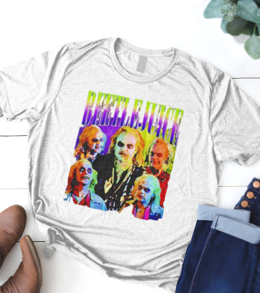 Beetlejuice Multicolor Faces Fantasy Horror Movie T-Shirt